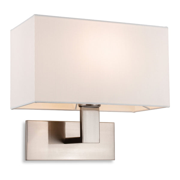 Raffles Wall Light in Brushed Steel with Rectangular Cream Shade