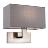 Raffles Wall Light in Brushed Steel with Rectangular Grey Shade