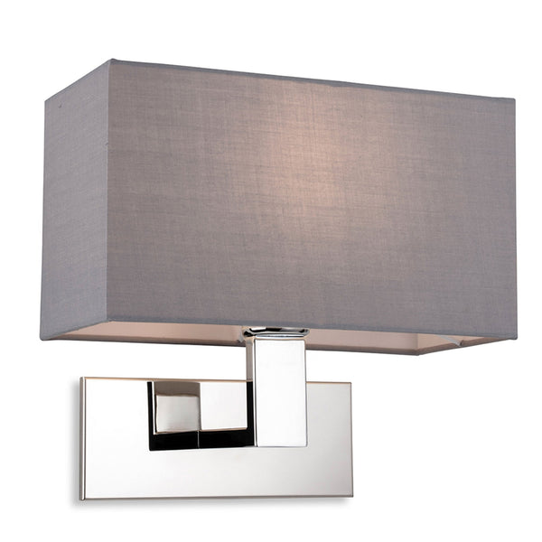 Raffles Wall Light in Chrome with Rectangular Grey Shade