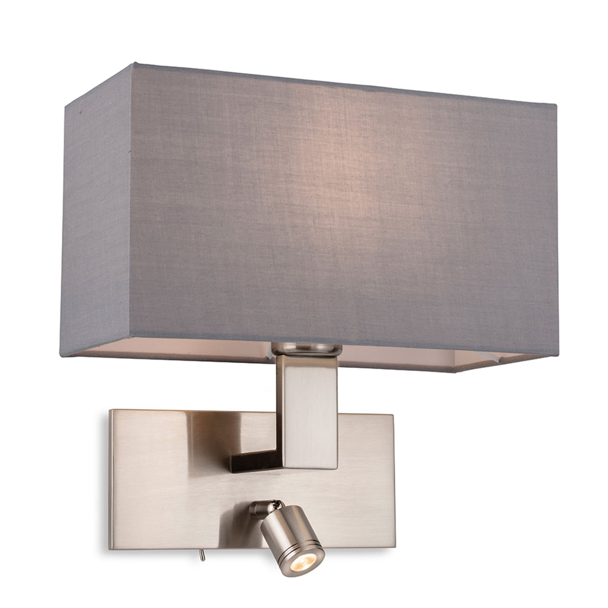 Firstlight Raffles Wall Light with LED Reader in Brushed Steel with ...