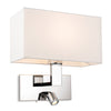 Raffles Wall Light with LED Reader in Chrome with Rectangular Cream Shade