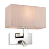 Raffles Wall Light with LED Reader in Chrome with Rectangular Oyster Shade