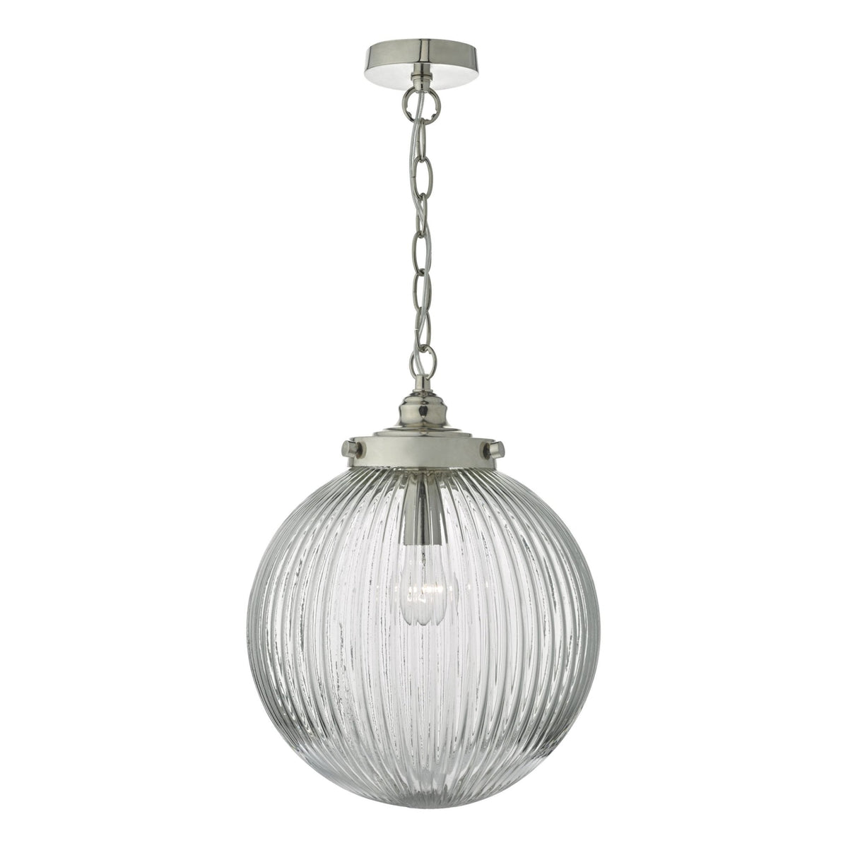 Tamara Single Pendant In Satin Nickel With Ribbed Glass Shade