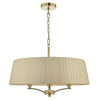 Cristin 4 Light Pendant In Antique Brass With Taupe Ribbon Shade