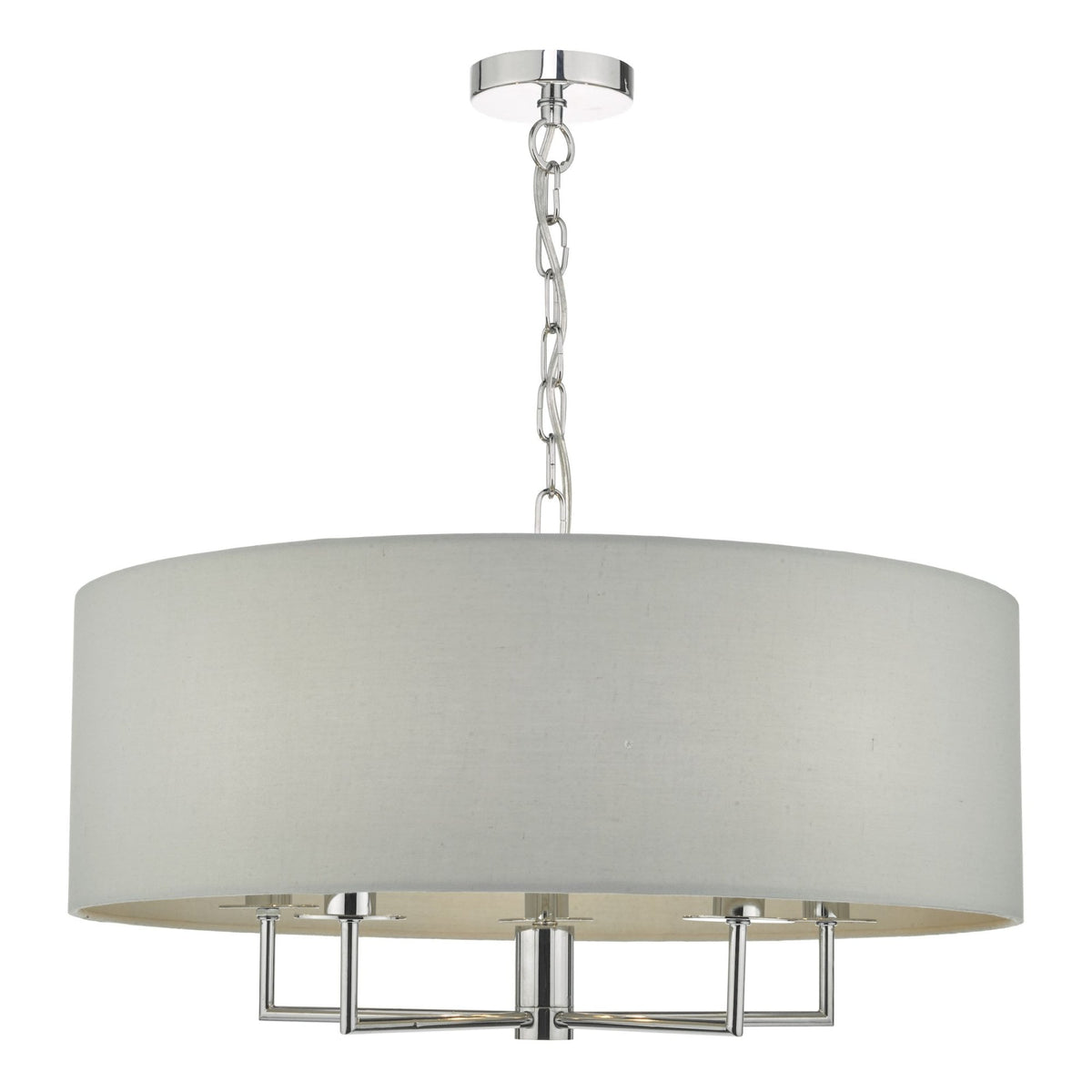Jamelia 5 Light Pendant In Polished Chrome With Grey Shade