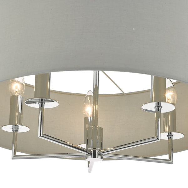 Jamelia 5 Light Pendant In Polished Chrome With Grey Shade