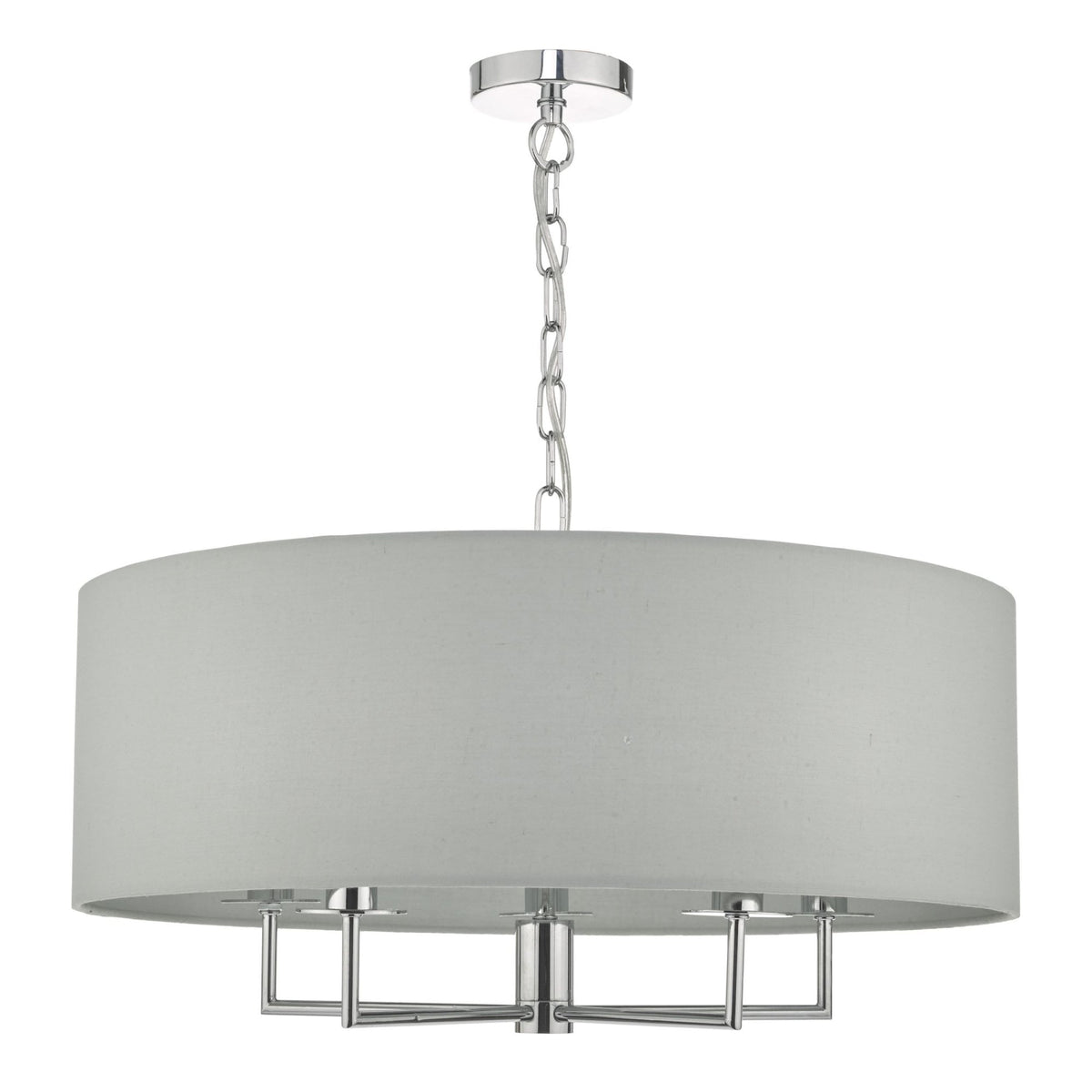 Jamelia 5 Light Pendant In Polished Chrome With Grey Shade