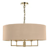 Jamelia 5 Light Pendant In Antique Brass with Taupe Shade