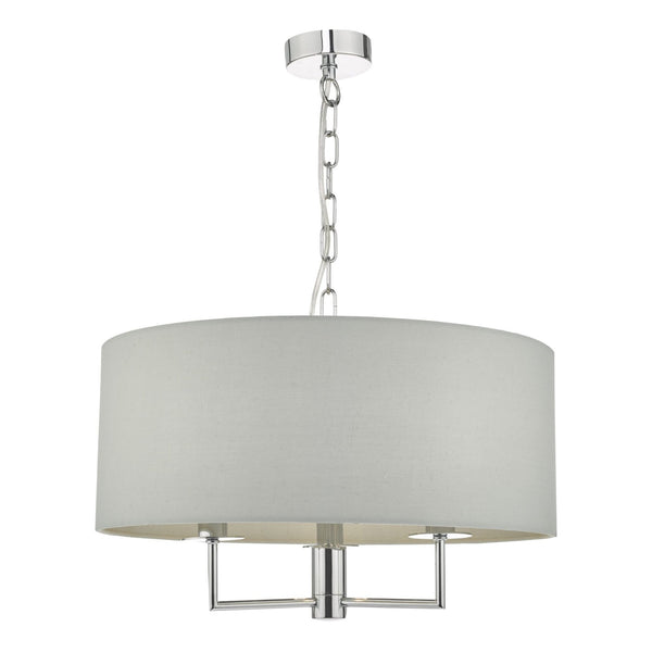 Jamelia 3 Light Pendant In Polished Chrome With Grey Shade