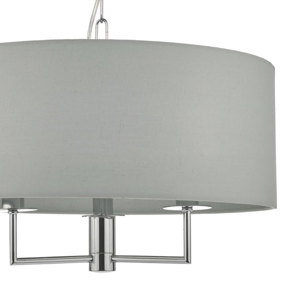 Jamelia 3 Light Pendant In Polished Chrome With Grey Shade