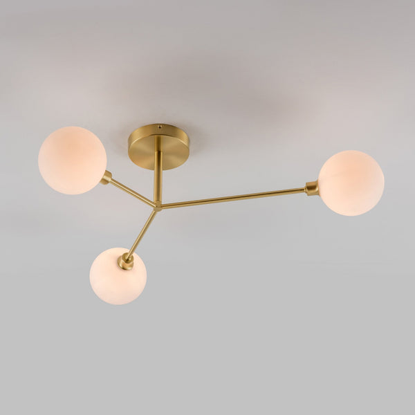 Alyssa IP44 Three Lamp G9 Semi Flush in Brass