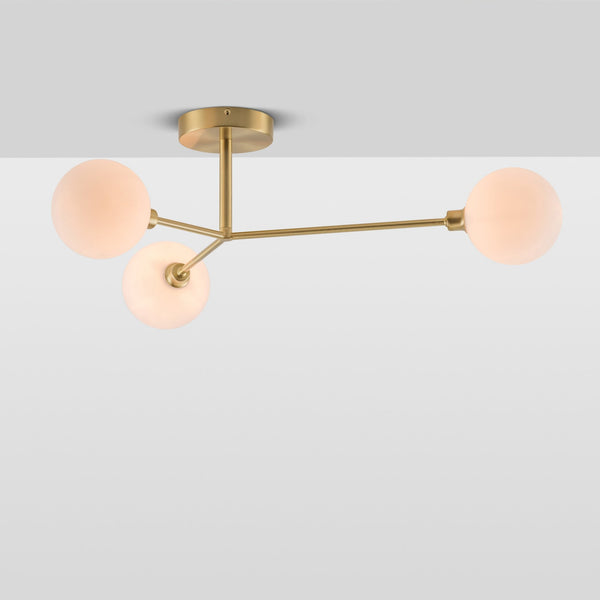 Alyssa IP44 Three Lamp G9 Semi Flush in Brass