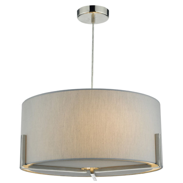 Santino Pendant In Satin Chrome With Grey Cotton Shade