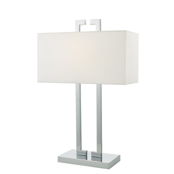 Nile Table Lamp In Polished Chrome With Ivory Faux Silk Shade
