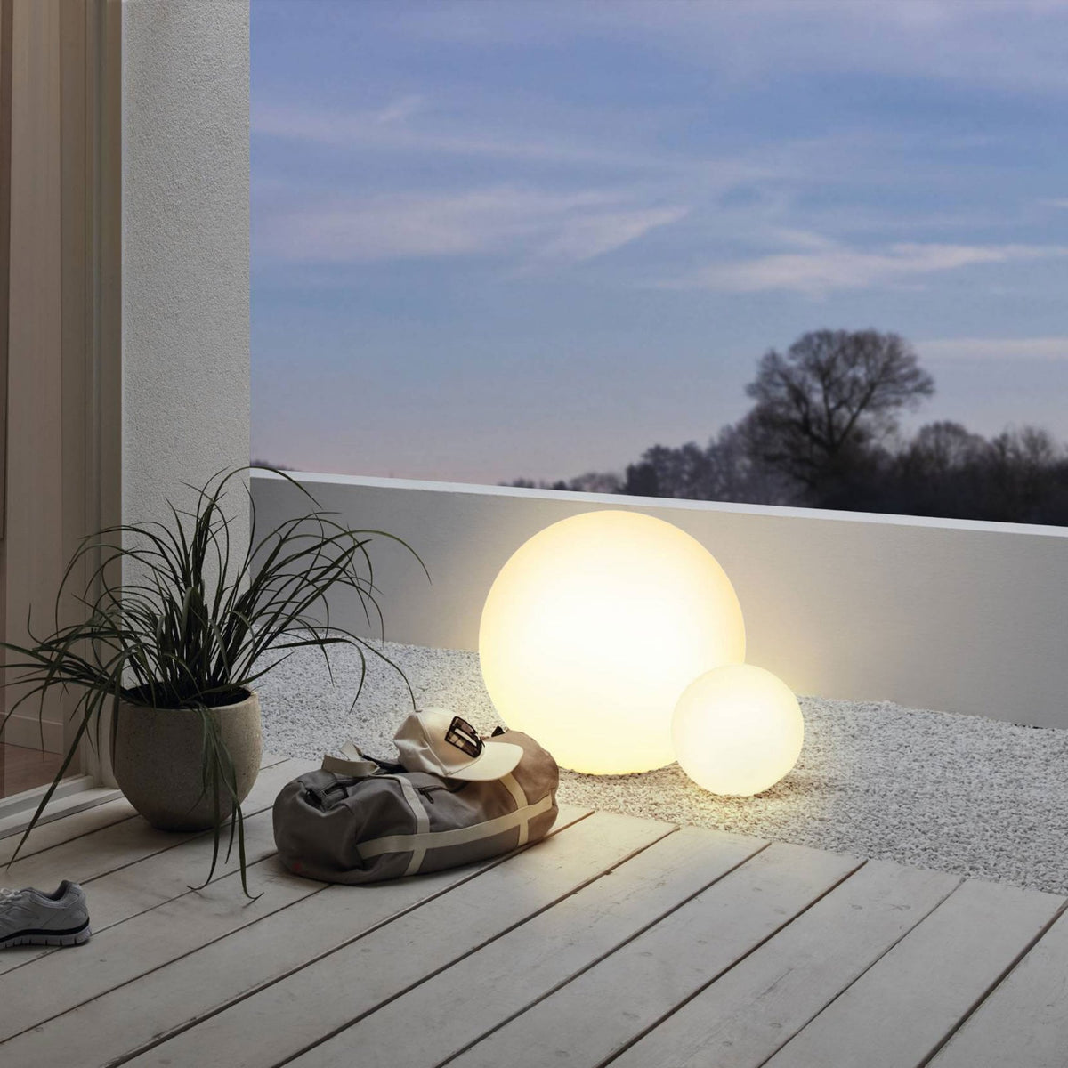 Monterollo 300mm White Globe IP65 Exterior Floor Light