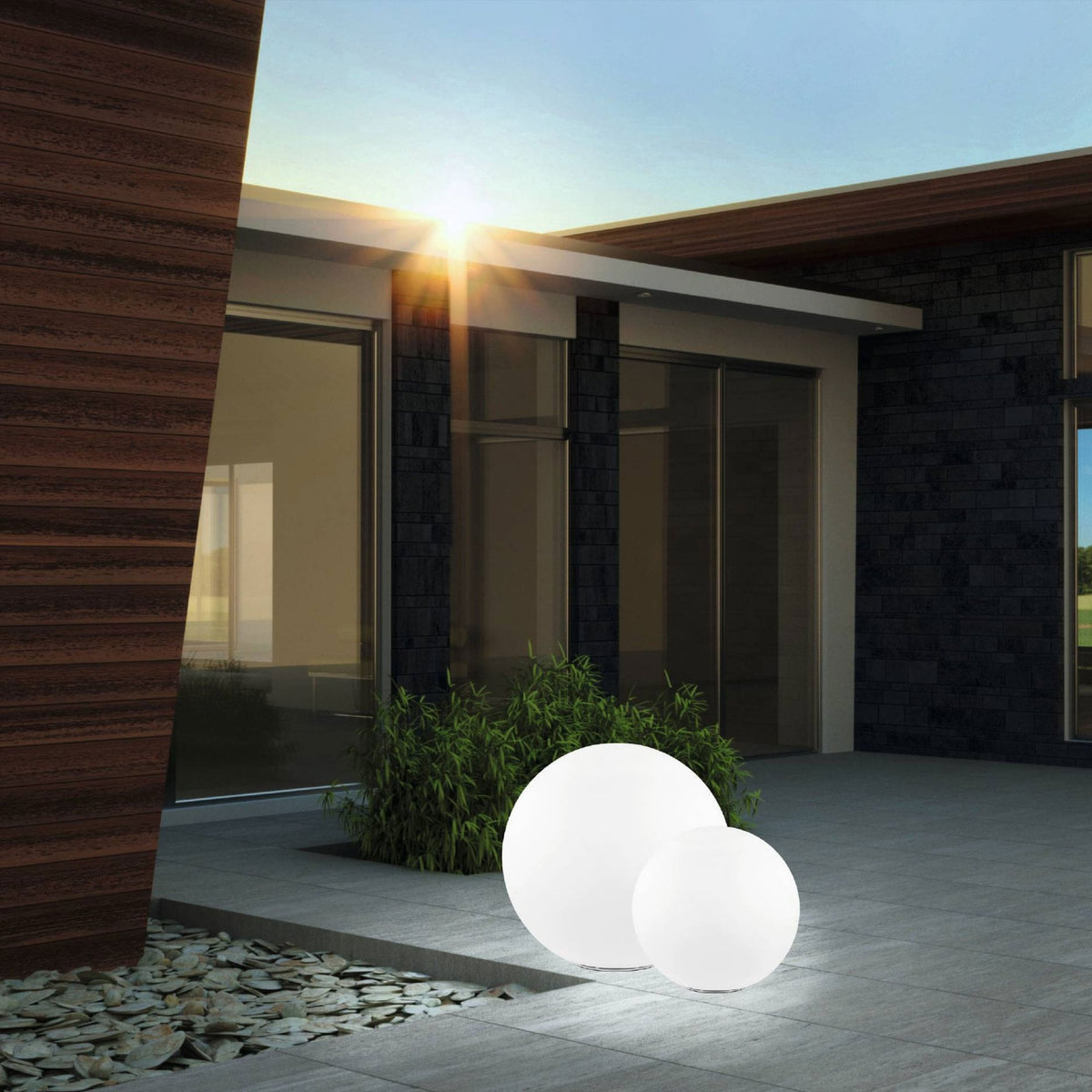 Monterollo 390mm White Globe IP65 Exterior Floor Light