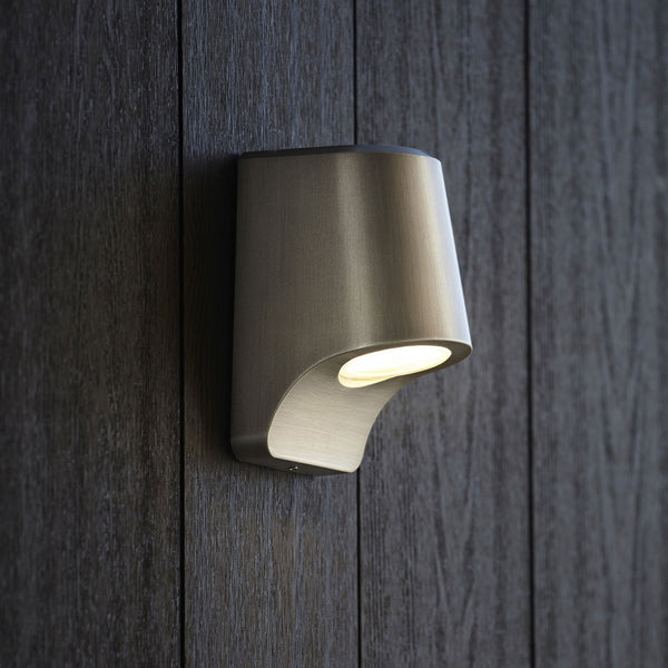 Beam IP44 LED Down Wall Light in Brushed Silver