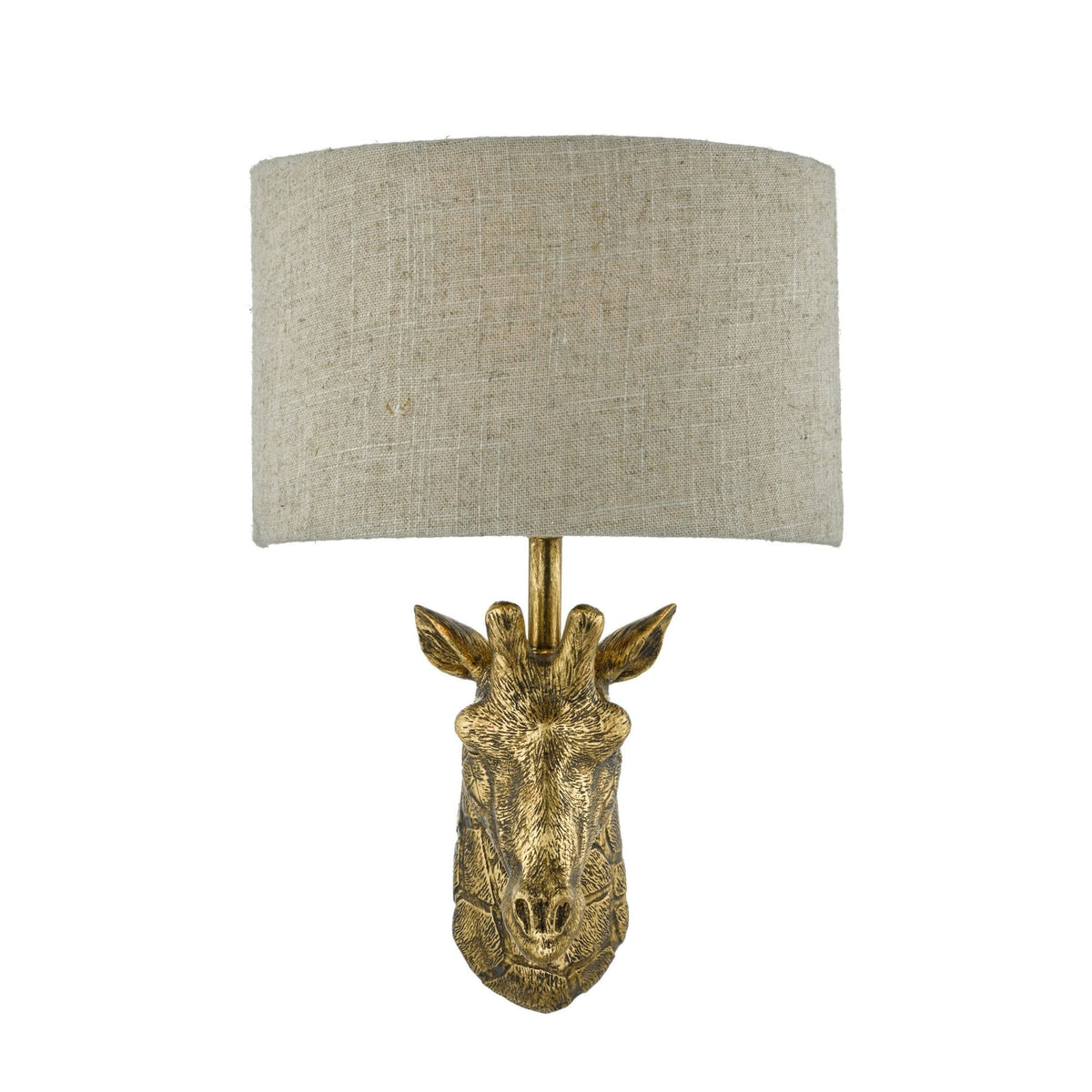 Sophie Giraffe Wall Light In Gold With Natural Linen Shade