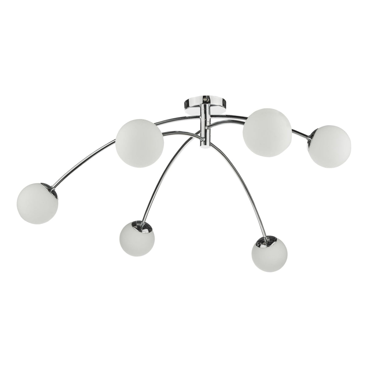 Puglia 6 Light Semi Flush Ceiling Light In Polished Chrome With Opal Glass Shades