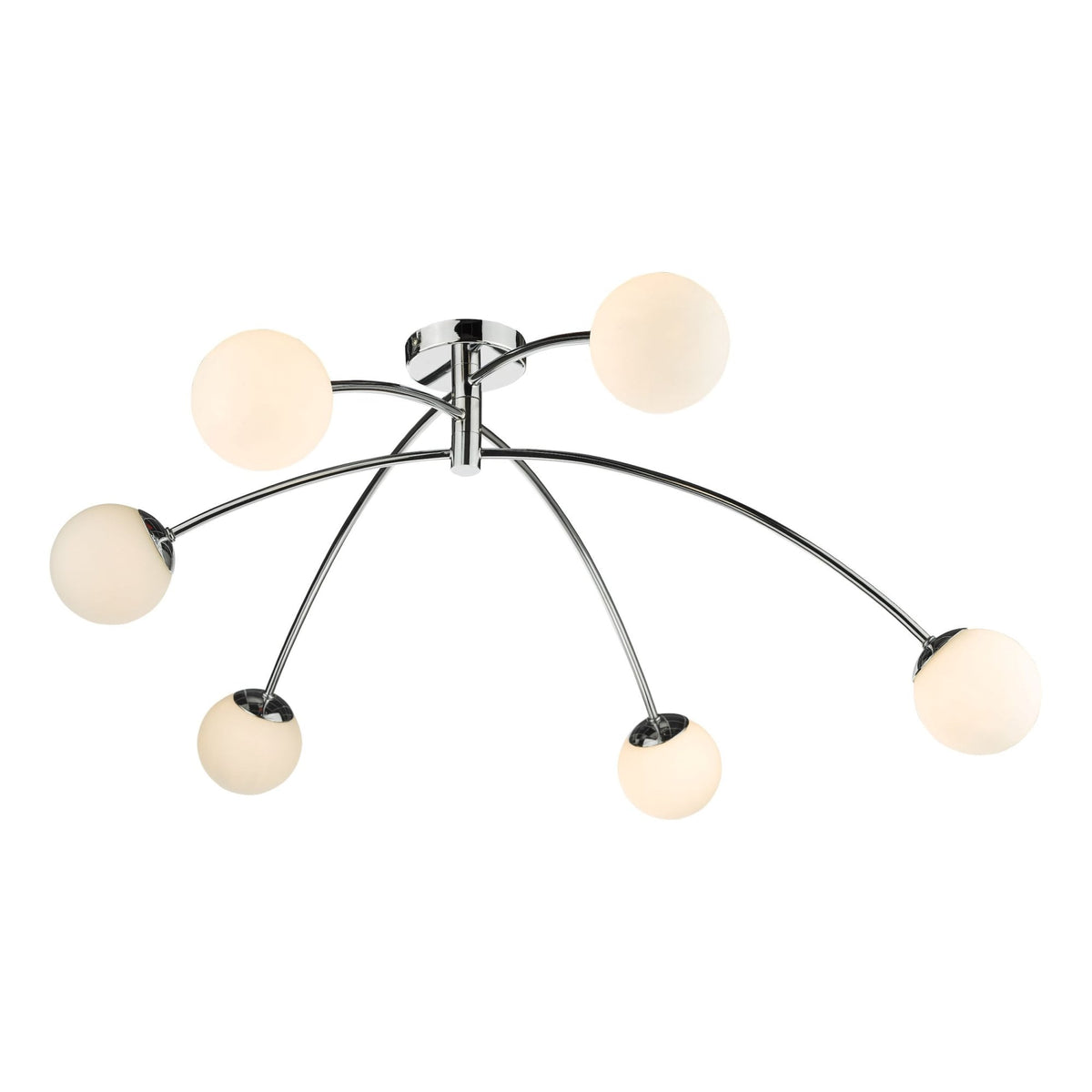 Puglia 6 Light Semi Flush Ceiling Light In Polished Chrome With Opal Glass Shades