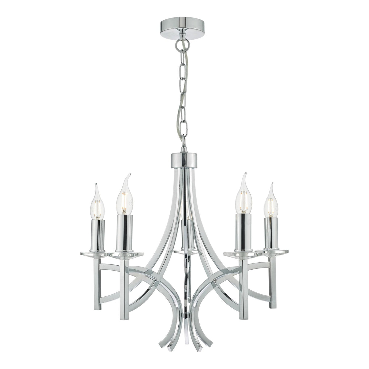 Lyon 5 Light Pendant In Polished Chrome With Crystal Detail