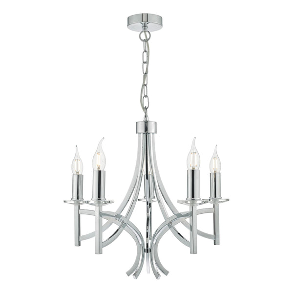 Lyon 5 Light Pendant In Polished Chrome With Crystal Detail