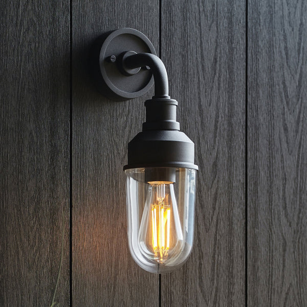 Chedington IP44 Industrial Wall Light in Matt Black