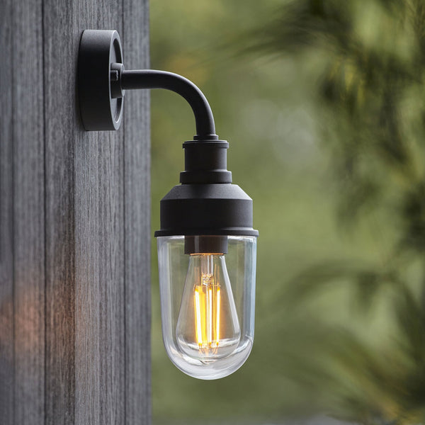 Chedington IP44 Industrial Wall Light in Matt Black