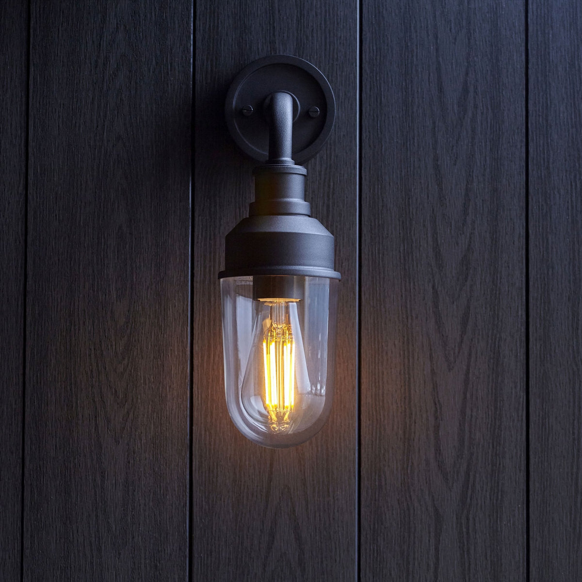Chedington IP44 Industrial Wall Light in Matt Black