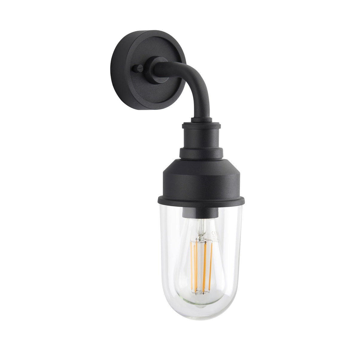 Chedington IP44 Industrial Wall Light in Matt Black