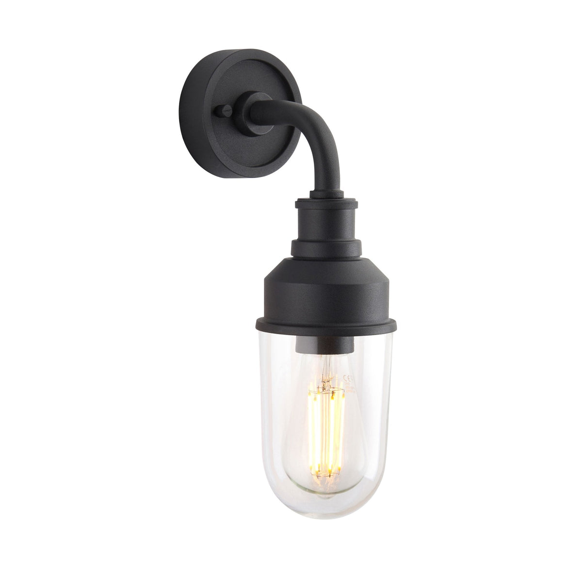 Chedington IP44 Industrial Wall Light in Matt Black
