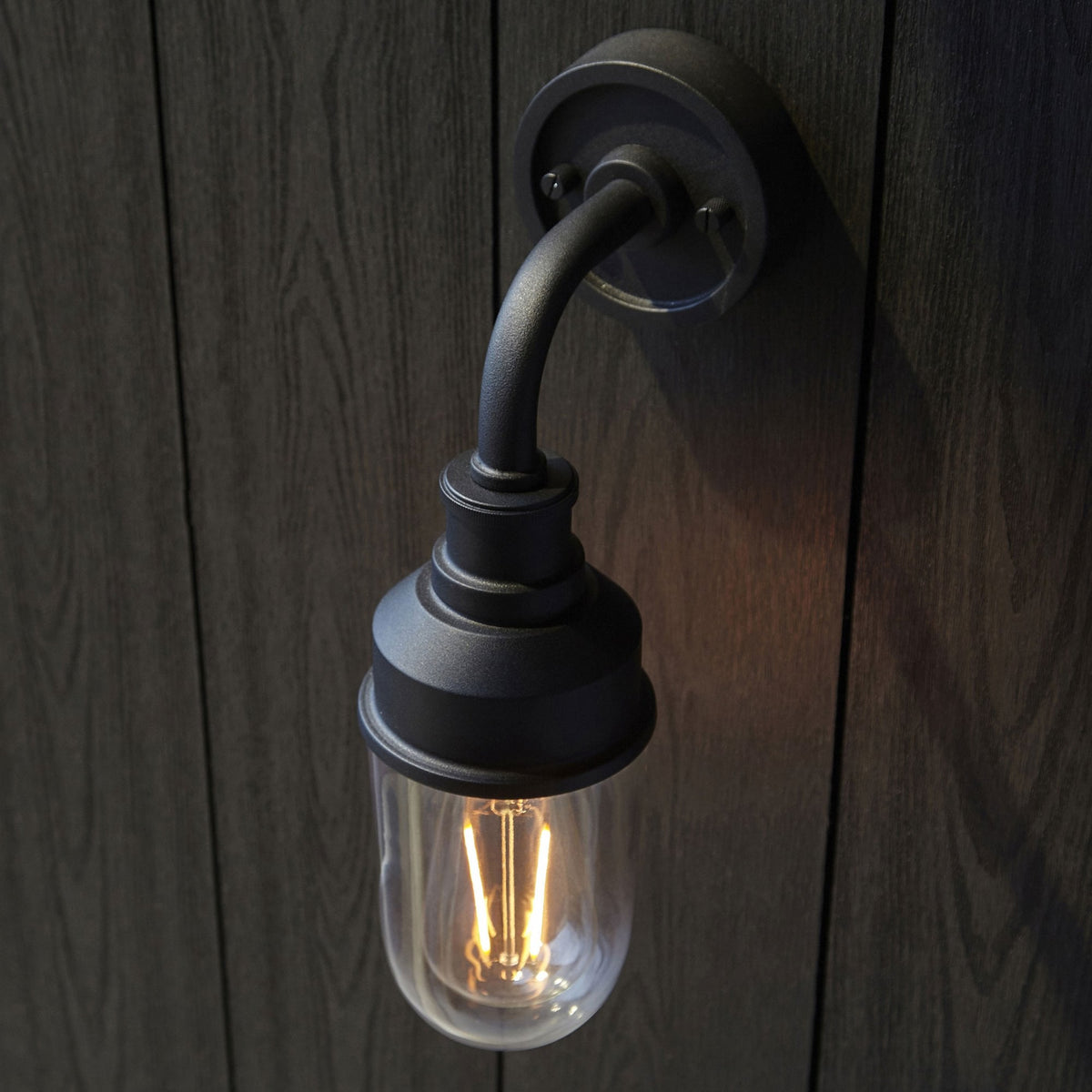 Chedington IP44 Industrial Wall Light in Matt Black