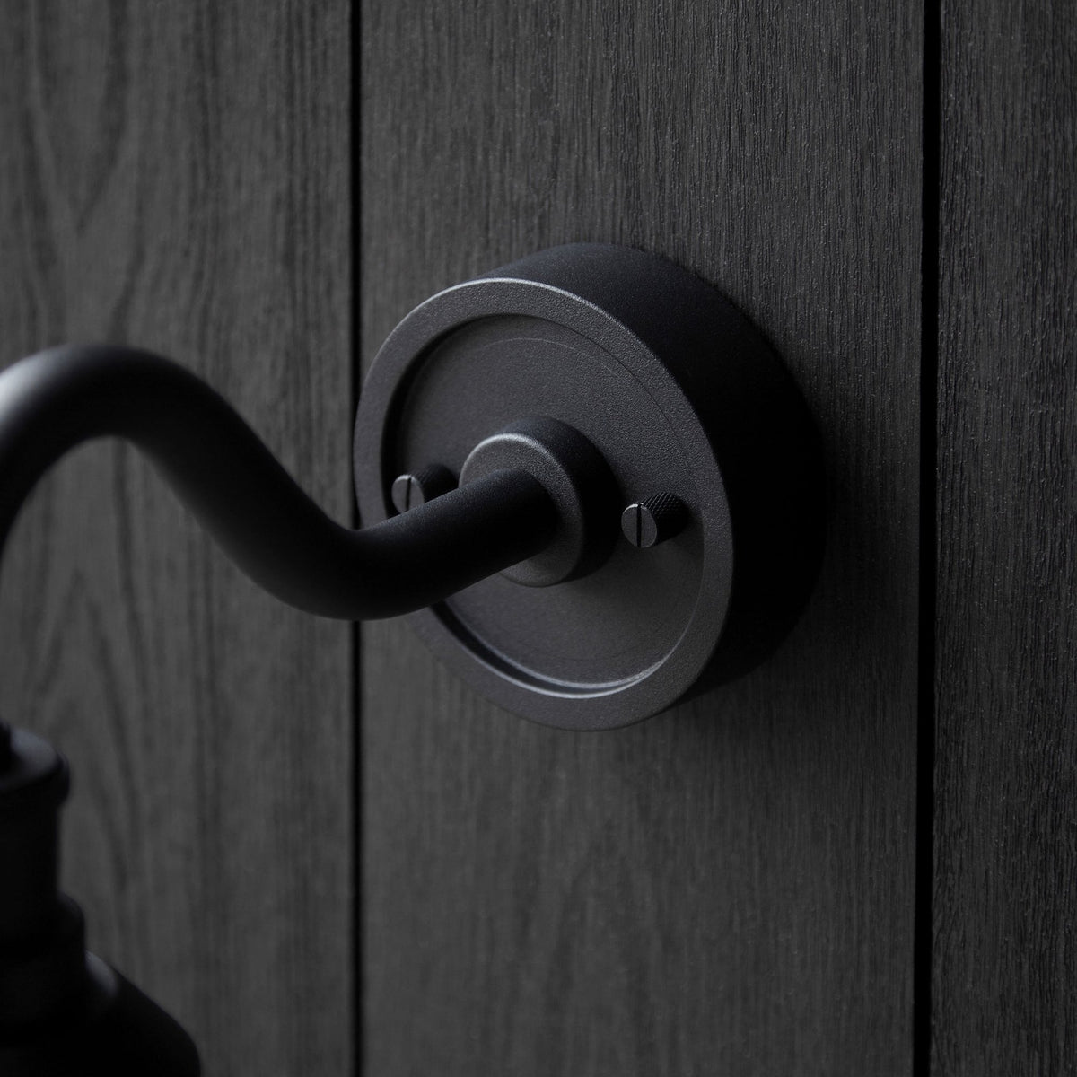 Moordown IP44 Curved Arm Wall Light in Matt Black