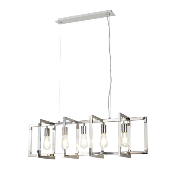 Canto Rectangular 5 Light Pendant in Polished Nickel