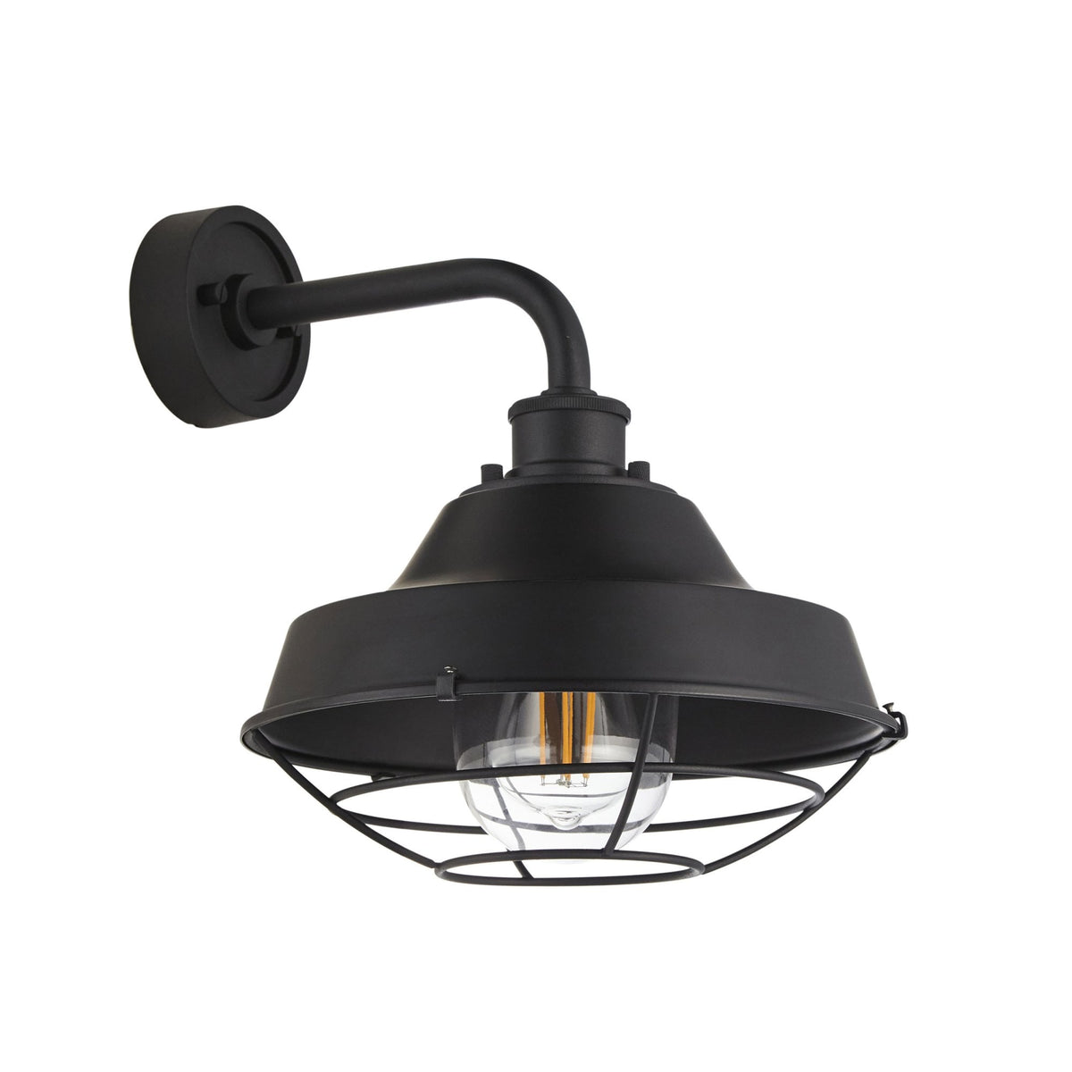Lloyd IP44 Caged Wall Light in Matt Black