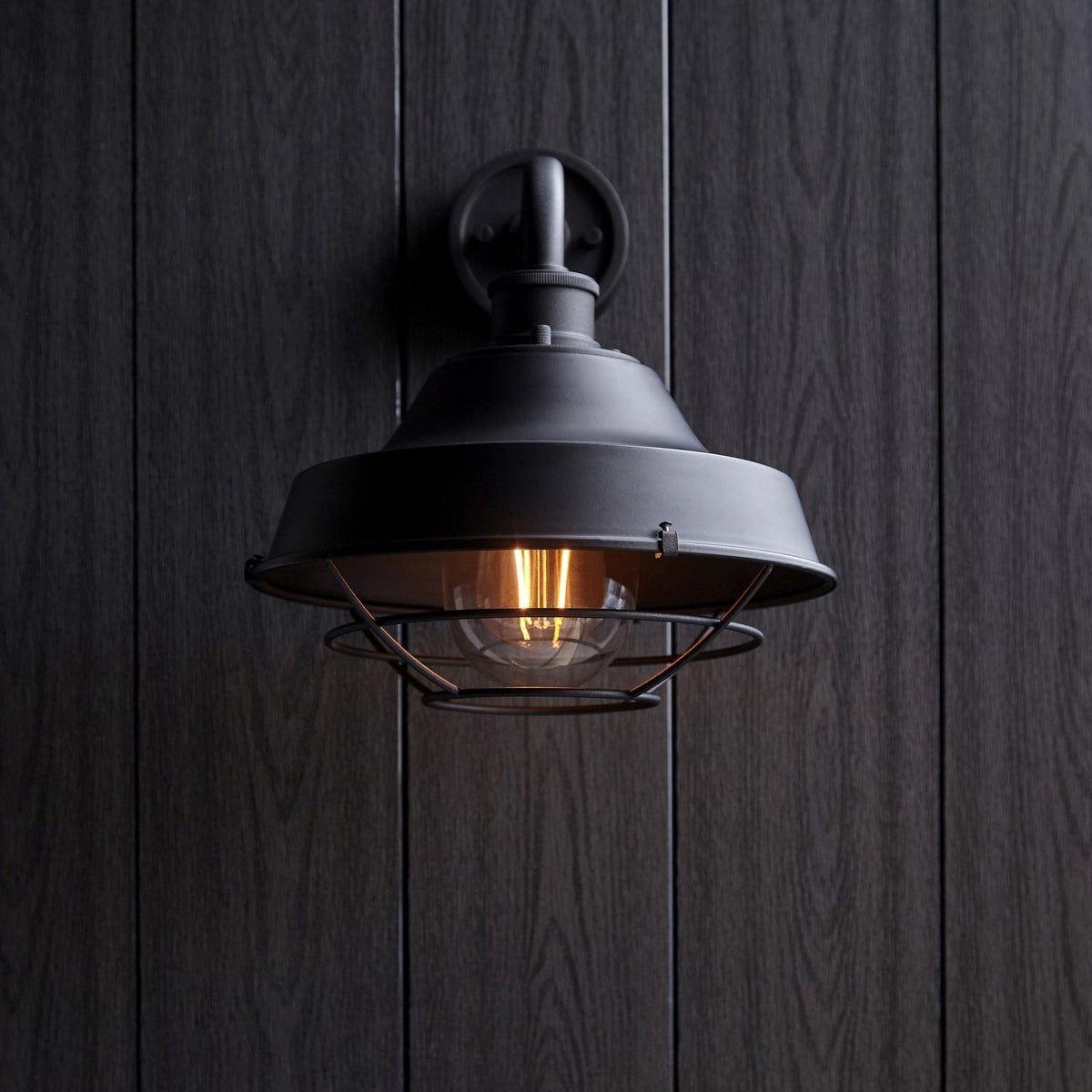 Lloyd IP44 Caged Wall Light in Matt Black