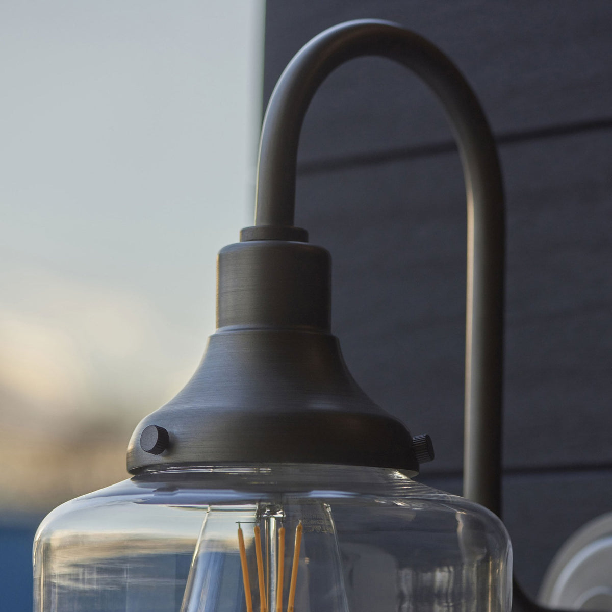 Schoolhouse IP44 Swan Neck Wall Light in Brushed Silver