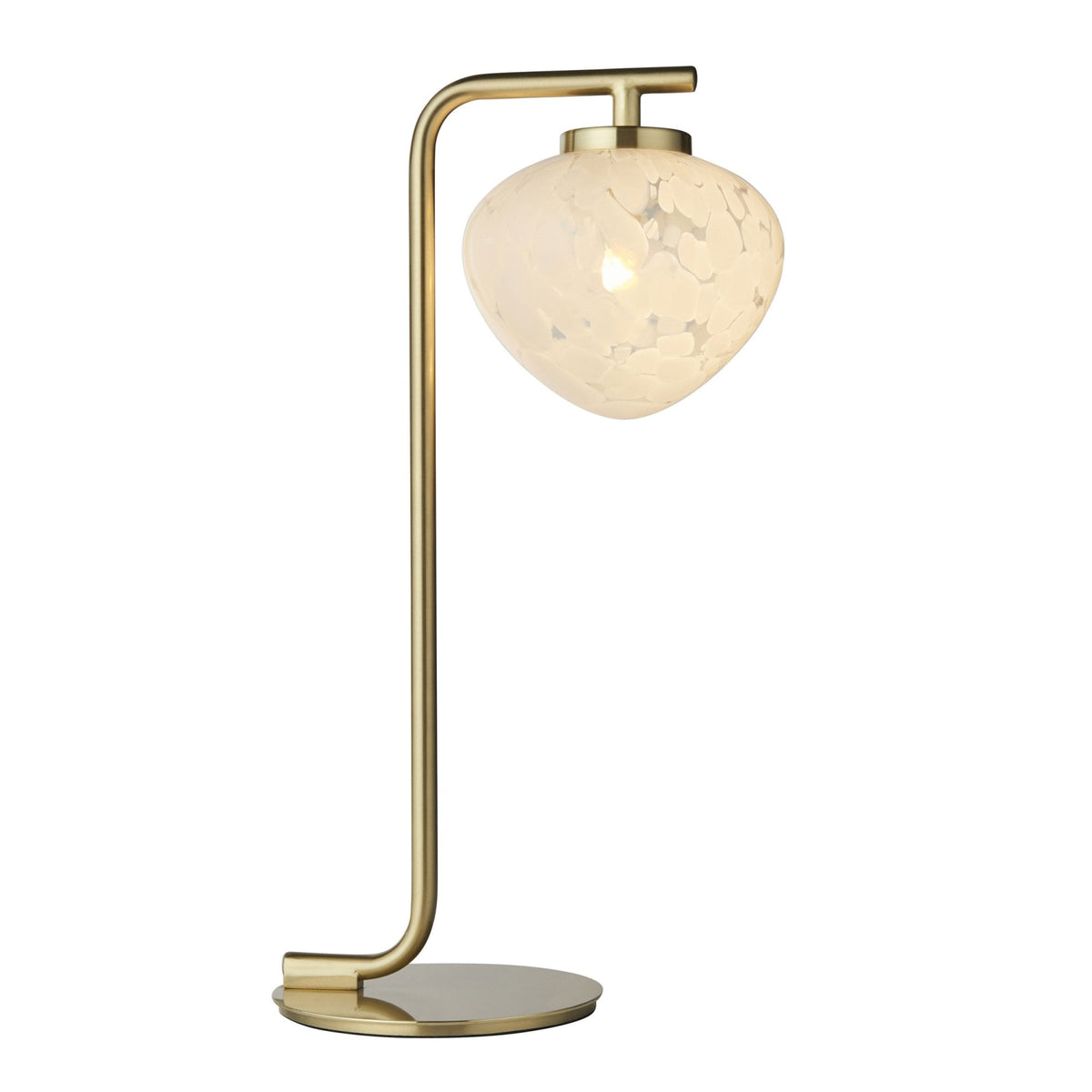 Mali Table Lamp in Satin Brass with White Confetti Glass Shade