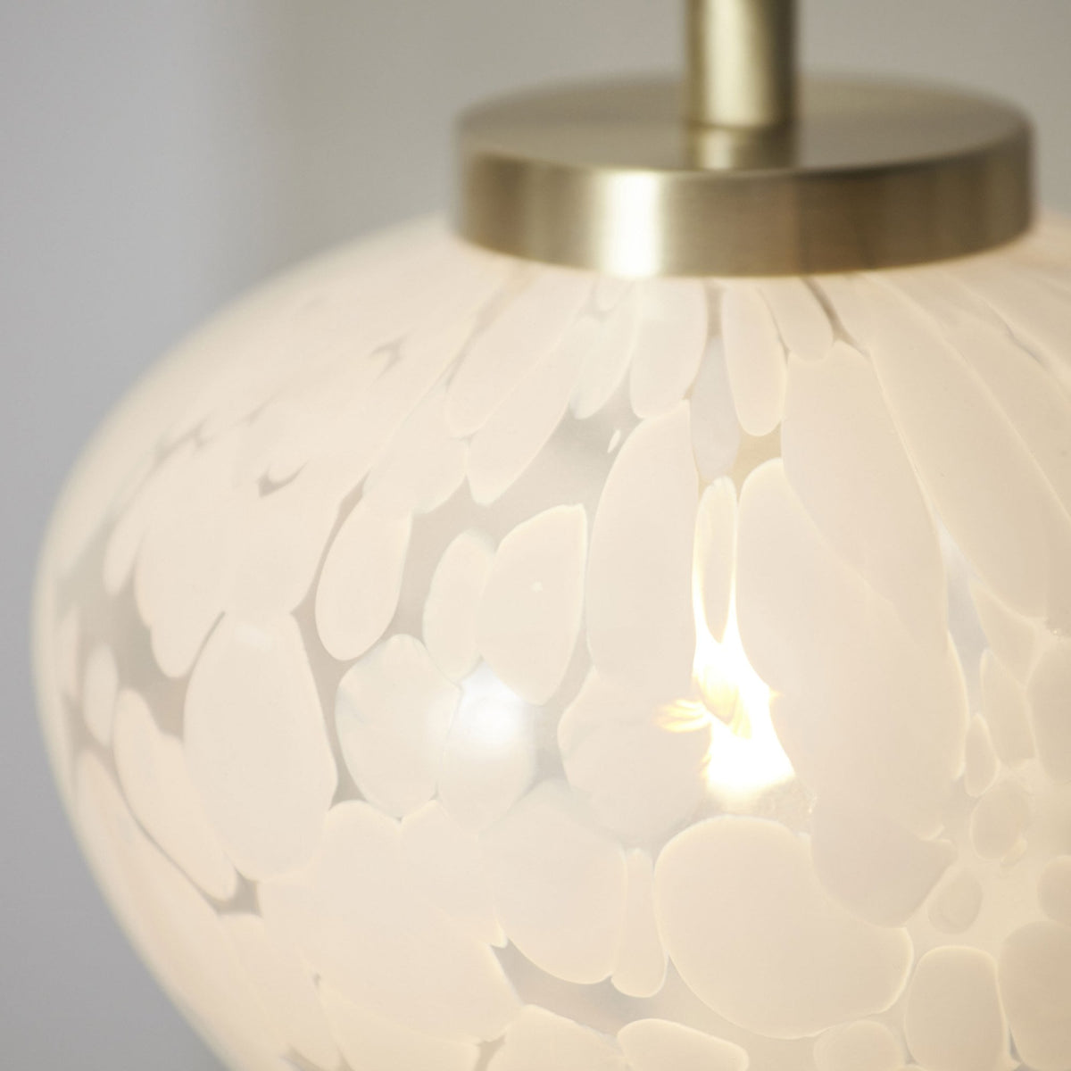 Mali Table Lamp in Satin Brass with White Confetti Glass Shade