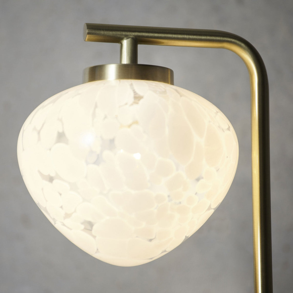 Mali Table Lamp in Satin Brass with White Confetti Glass Shade