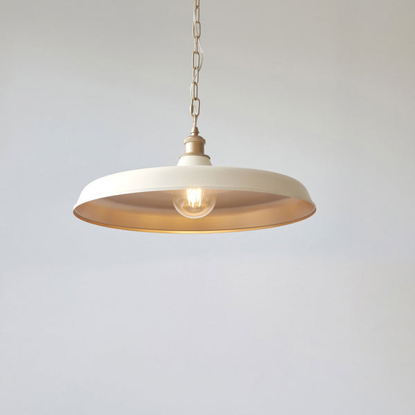 Burstock Mid Century Pendant in Matt Warm White & Satin Brass