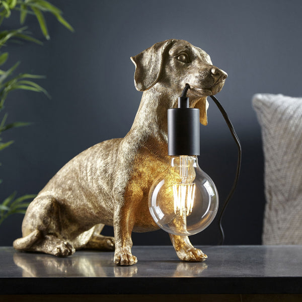 Dachshund Table Lamp in Vintage Gold