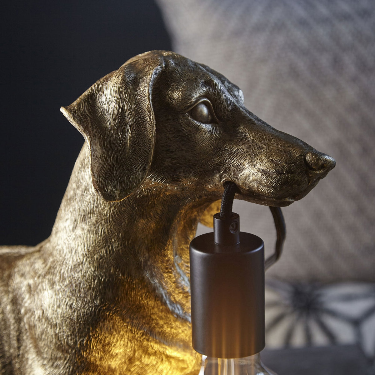 Dachshund Table Lamp in Vintage Gold