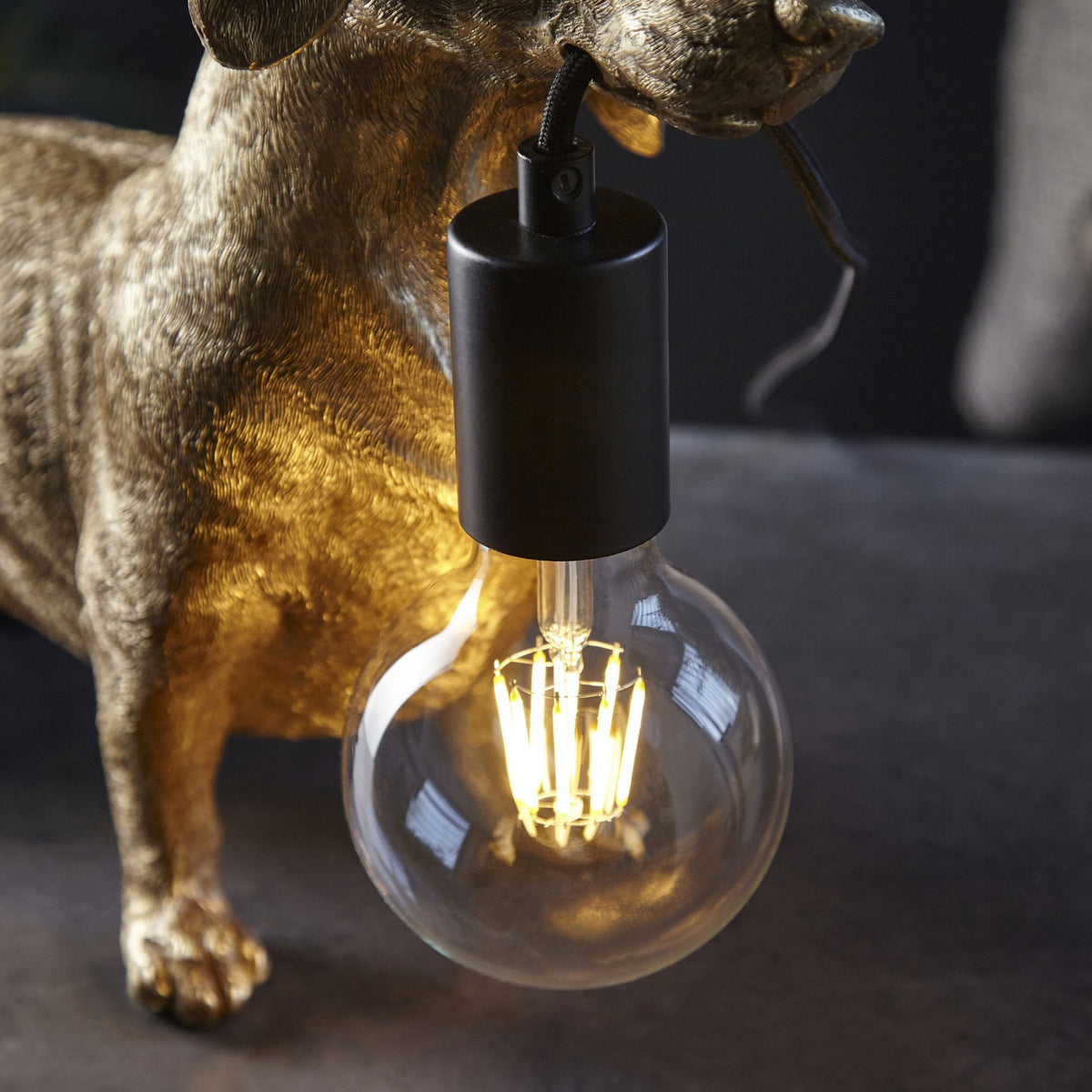Dachshund Table Lamp in Vintage Gold