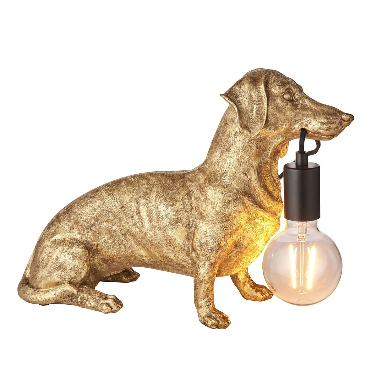 Dachshund Table Lamp in Vintage Gold