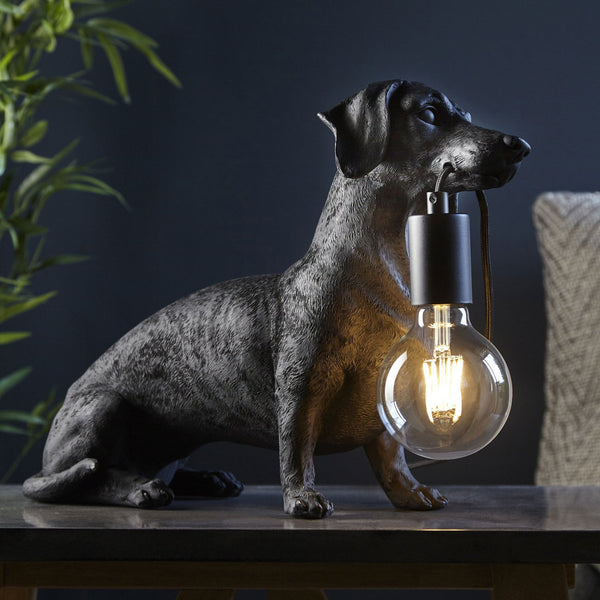 Dachshund Table Lamp in Matt Black