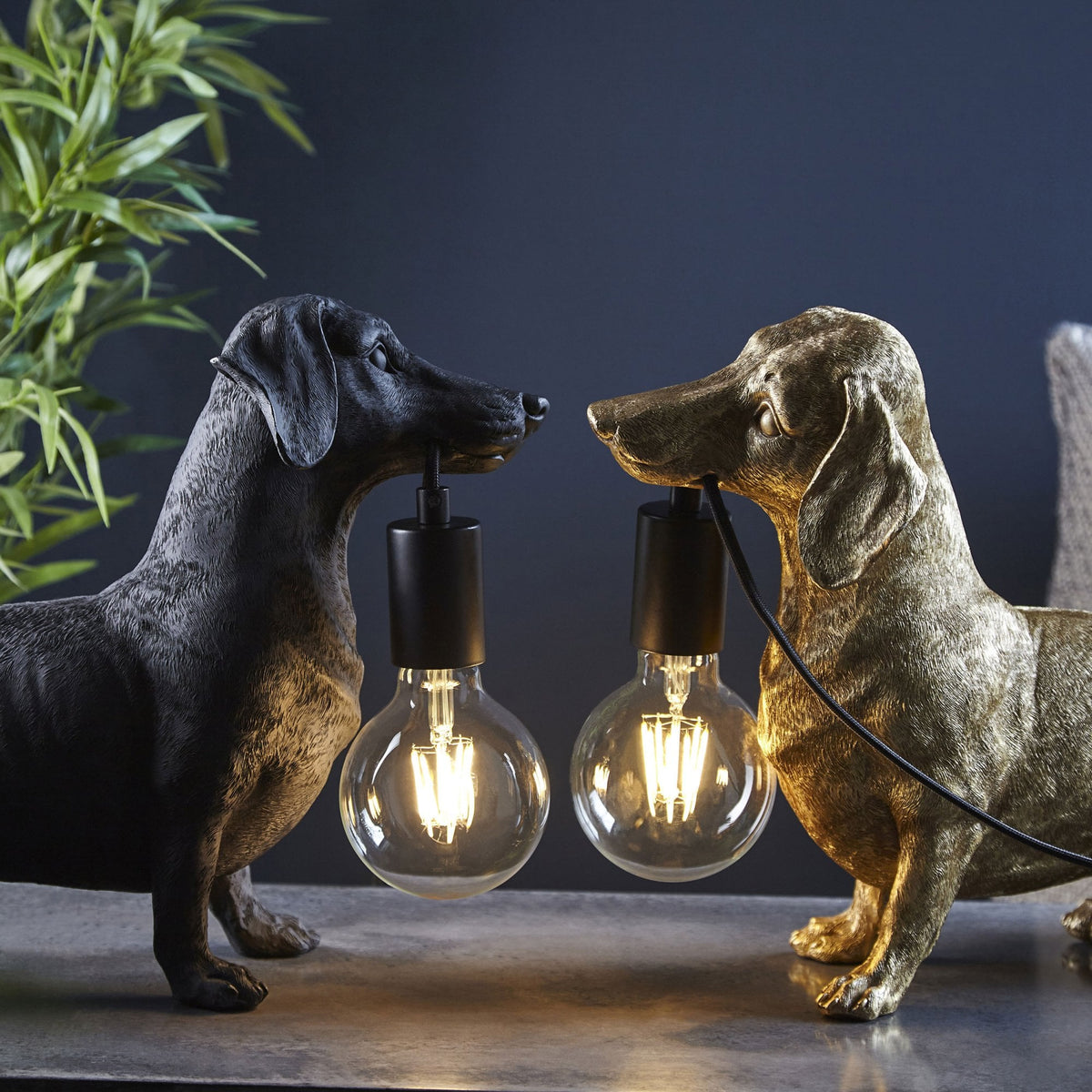 Dachshund Table Lamp in Matt Black