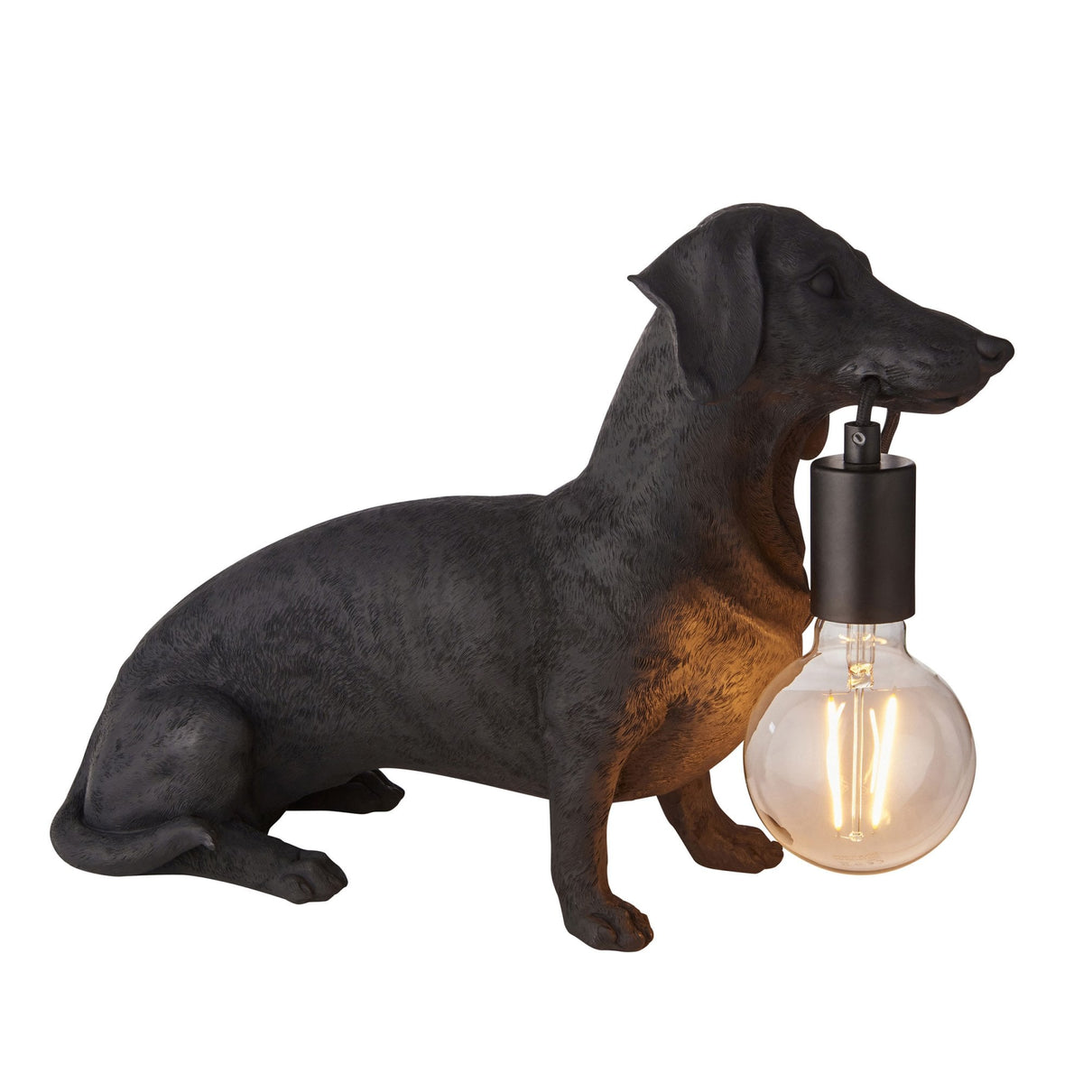 Dachshund Table Lamp in Matt Black