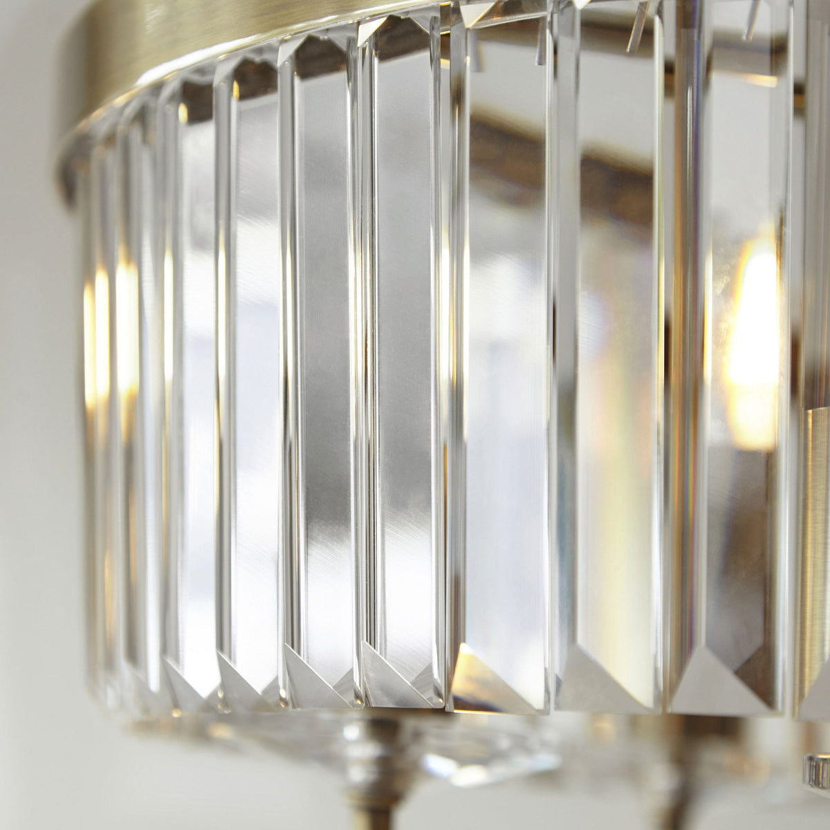 Yetminster 6 Light Pendant in Antique Brass & Clear Cut Glass