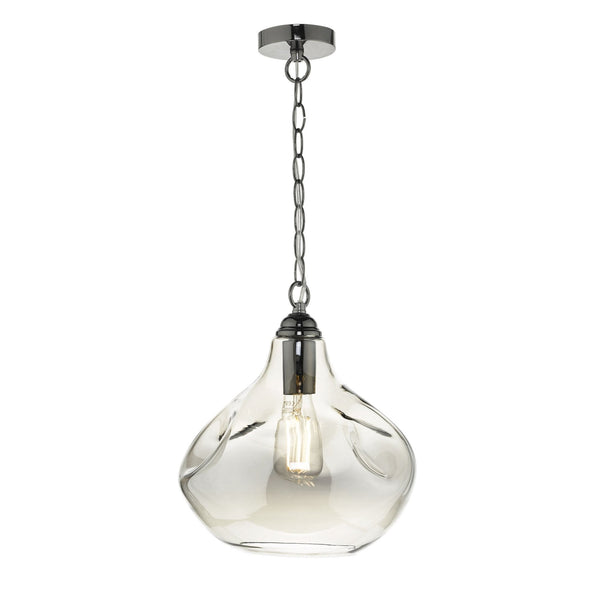 Esarosa Single Pendant In Black Chrome With Smoked Glass Shade